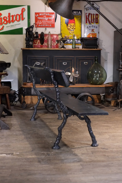 banc ancien fonte et bois 19ieme siecle